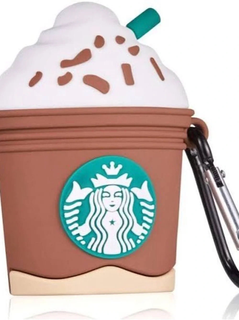Novelty Coffee Cup Silicone AirPods Case - Brown & White